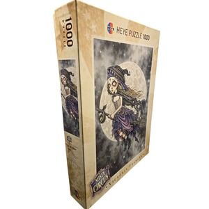 HEYE puzzle Rare Victoria Frances Misty Circus Broom Witch Cat Full Moon Artwork